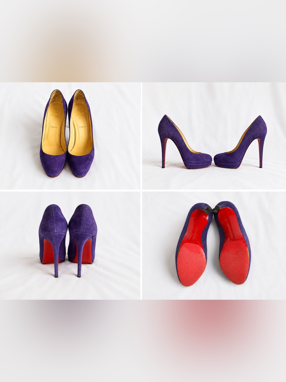 Christian Louboutin Purple Suede Platform Stiletto Pumps
